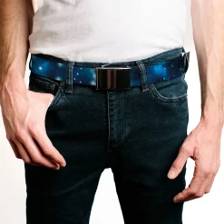 Web Belt Blank Black Buckle - Galaxy Blues/Blues Webbing