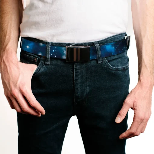 Web Belt Blank Black Buckle - Galaxy Blues/Blues Webbing