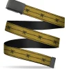 Web Belt Blank Black Buckle - Pirates Dead Men Tell No Tales Skull Icon/Rope Tan/Black Webbing