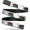 Web Belt Blank Black Buckle - Cali Bear White Webbing