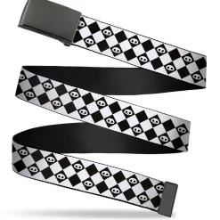 Web Belt Blank Black Buckle - Skelanimals Face Logo Checker White/Black Webbing