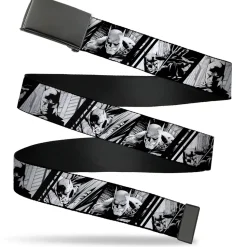 Web Belt Blank Black Buckle - Batman Hush Pose Sketches Black/White Webbing