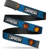 Web Belt Blank Black Buckle - SAMURAI JACK Title Logo and Icons with Swirl Blues Webbing