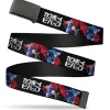 Web Belt Blank Black Buckle - COWBOY BEBOP Spike Pose and Crew Collage and Title Logo Black Webbing