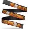 Web Belt Blank Black Buckle - DR. STONE Title Logo and Gen Asagiri Expression Orange Webbing