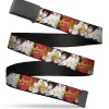 Web Belt Blank Black Buckle - Hell's Paradise Gabimaru and Sagiri Title Pose and Logo Red Webbing