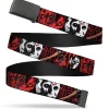 Web Belt Blank Black Buckle - FRIDAY THE 13th/Jason Mask4/Axe Blood Splatter Black/Red/White Webbing