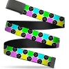 Web Belt Blank Black Buckle - Smiley Sad Face Checker Multi Color/White Webbing