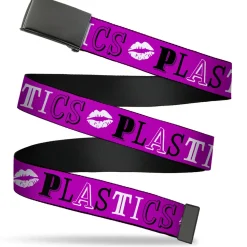 Web Belt Blank Black Buckle - Mean Girls PLASTICS Collage Pink/Black/White Webbing