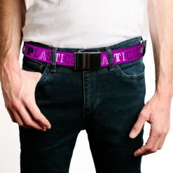 Web Belt Blank Black Buckle - Mean Girls PLASTICS Collage Pink/Black/White Webbing