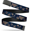 Web Belt Blank Black Buckle - BALDUR'S GATE III Title Logo and Icons Blue/Tan Webbing