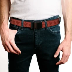 Web Belt Blank Black Buckle - Johnny Bravo Pose Turn Silhouettes Reds Webbing