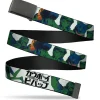 Web Belt Blank Black Buckle - COWBOY BEBOP Crew Group Pose and Title Logo White/Black/Greens Webbing