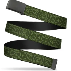 Web Belt Blank Black Buckle - Avatar Last Airbender Earth Element Symbol Black/Olive Green Webbing