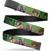 Web Belt Blank Black Buckle - COWBOY BEBOP Crew Group Pose and Title Logo Green/Black Webbing