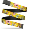 Web Belt Blank Black Buckle - SpongeBob and Friends Poses Scattered Yellows Webbing