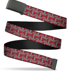 Web Belt Blank Black Buckle - He-Man Battle Armor Chest Logo Gray/Reds Webbing