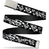 Web Belt Blank Chrome Buckle - Superman Shield Splatter Black/White Webbing