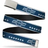 Web Belt Blank Chrome Buckle - CHEVROLET Bowtie/Stars Blue/White Webbing