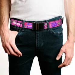 Web Belt Blank Chrome Buckle - MEAN GIRLS Quotes and Plastics Animal Ears Collage Pink Webbing