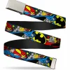 Web Belt Blank Chrome Buckle - Classic Batman/Joker & Superman/Lex Luthor Halftone Black/Blue Webbing