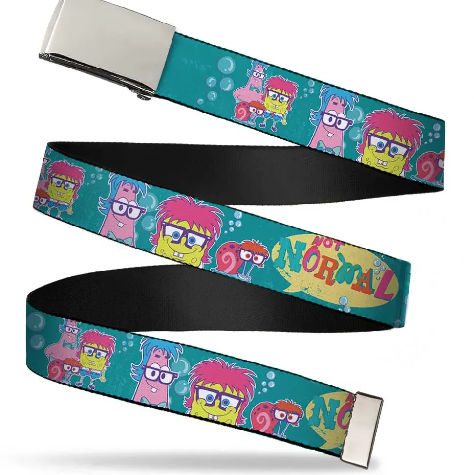 Web Belt Blank Chrome Buckle - Patrick, SpongeBob & Gary NOT NORMAL Aqua Webbing