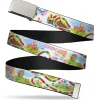 Web Belt Blank Chrome Buckle - CANDY LAND Queen Frostine Game Path Pose and Lands Multi Color Webbing