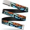 Web Belt Blank Chrome Buckle - Dexter's Laboratory Dexter Face Close-Up Blue Webbing