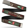Web Belt Blank Matte Buckle - Coca-Cola PAUSE AND REFRESH Typography and Bottle Brown/Red/White Webbing