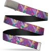 Web Belt Blank Matte Buckle - Tinker Bell Poses/Flowers/Stars/Skull Purple Webbing