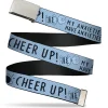 Web Belt Clamp Buckle - CHARLIE BROWN Poses and Quotes Baby Blue/Black Webbing