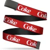 Web Belt Clamp Buckle - Coca-Cola COKE Text Logo Red/White Webbing