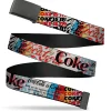 Web Belt Clamp Buckle - COKE IS IT! Pop Art Collage Multi Color Webbing