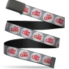 Web Belt Clamp Buckle - DIET COKE Bottle Caps Grays/White/Red Webbing