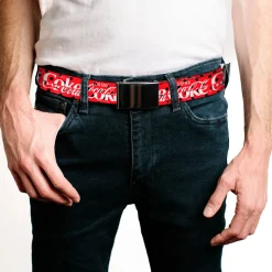 Web Belt Clamp Buckle - DRINK COCA-COLA COKE Polka Dot Red/Black/White Webbing