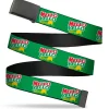 Web Belt Clamp Buckle - MELLO YELLO Logo Green/White/Red/Yellow Webbing
