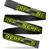 Web Belt Clamp Buckle - NERF Text Glitch Logo Gray/Yellow/Black Webbing