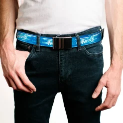 Web Belt Clamp Buckle - NERF Logo Streaks Blues/White Webbing