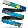 Web Belt Clamp Buckle - PEANUTS Charlie Brown Snoopy and Woodstock Typography Collage Blue/Multi Color Webbing