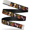 Web Belt Clamp Buckle - PEANUTS ATHLETIC CLUB Varsity Poses and Quotes Collage Black/Red/Yellow Webbing