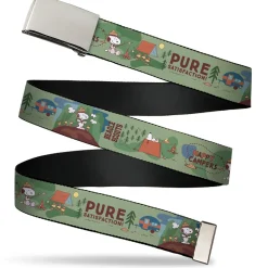 Web Belt Clamp Buckle - Peanuts HAPPY CAMPER BEAGLE SCOUTS Scenes Webbing