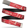 Web Belt Clamp Buckle - Vintage Coca-Cola Coke Icons and Ad Logos Red/White Webbing