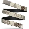 Web Belt Clamp Buckle - Vintage Coca-Cola Coke Icons and Ad Logos White/Brown Webbing