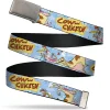 Web Belt Clasp Buckle - COW AND CHICKEN Title Logo and Character Poses Blues Webbing