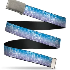 Web Belt Clasp Buckle - Frozen II Snowflakes Blues/Purples/White Webbing
