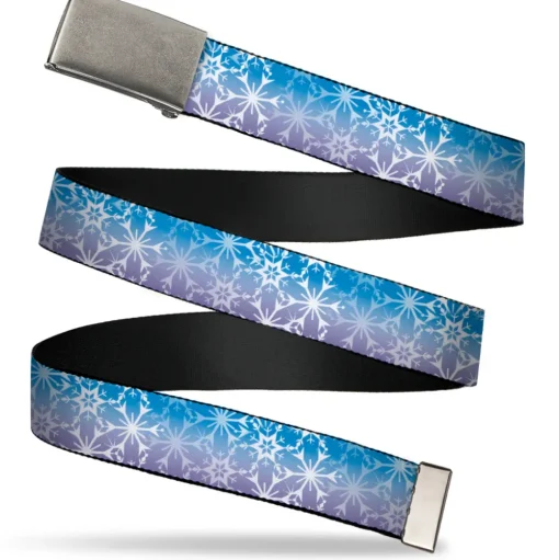 Web Belt Clasp Buckle - Frozen II Snowflakes Blues/Purples/White Webbing