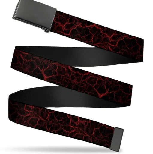 Web Belt Clasp Buckle - Marble Black/Red Webbing