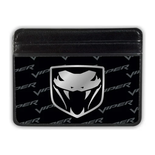 Weekend Wallet - Dodge Viper Logo w Text Black Gray Silver-Fade