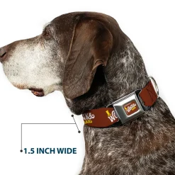 Willy Wonka and the Chocolate Factory WONKA BAR Logo Full Color Brown/Yellow/White Seatbelt Buckle Collar - Willy Wonka and the Chocolate Factory WONKA BAR Logo Brown/Yellow/White