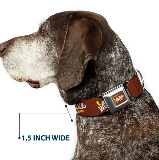 Willy Wonka and the Chocolate Factory WONKA BAR Logo Full Color Brown/Yellow/White Seatbelt Buckle Collar - Willy Wonka and the Chocolate Factory WONKA BAR Logo Brown/Yellow/White